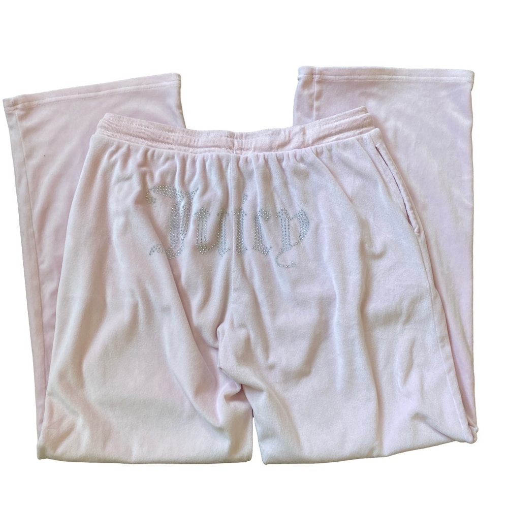 Juicy Couture Sleep/Lounge Pants Size Large Pink Velour Sleep Rhinestone Logo